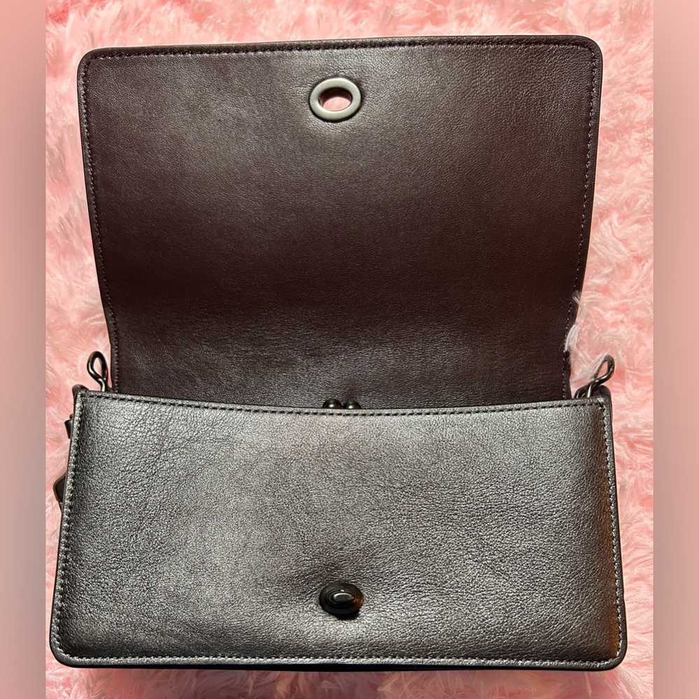 COACH SIGNATURE LEATHER DINKY - METALLIC GRAPHITE - Picture 8 of 11